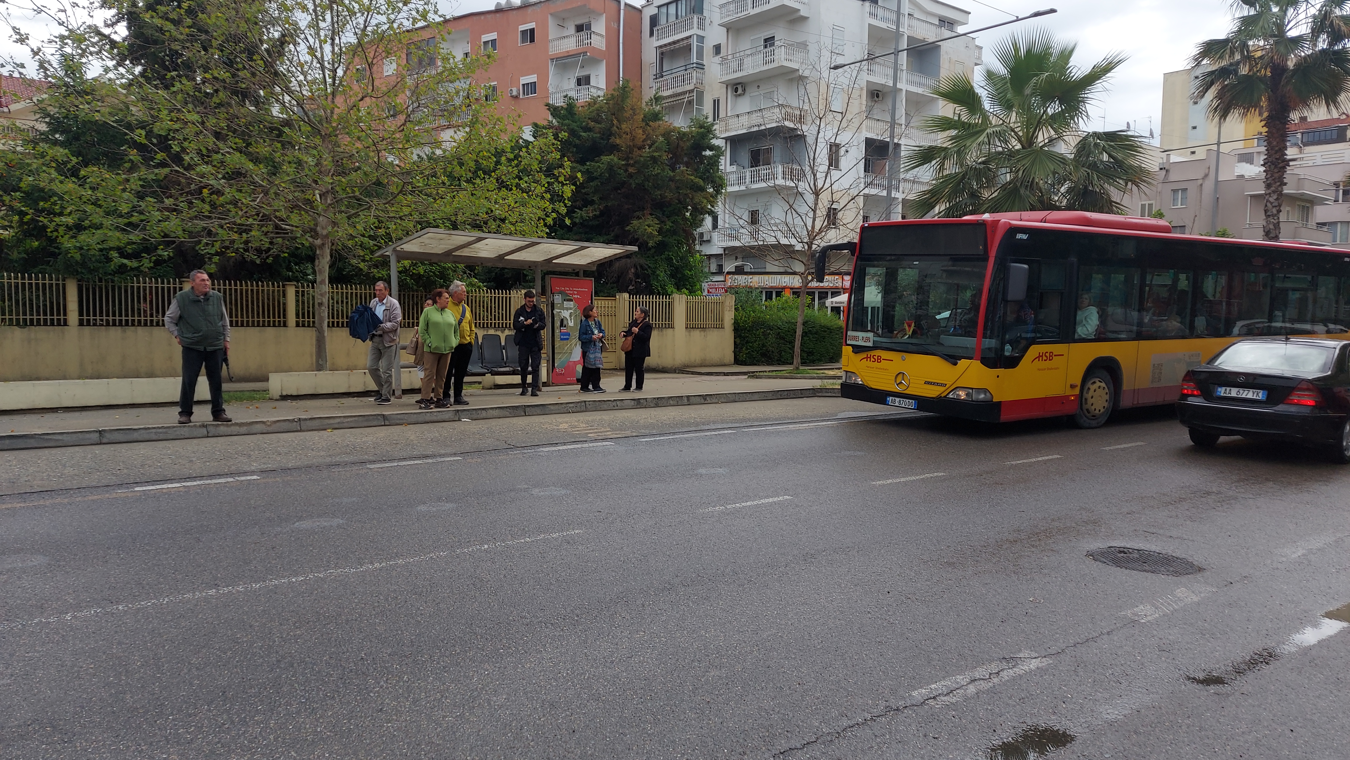The bus stop in direction to the city center.
